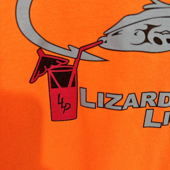 Lizard Lick Pub NC Tee Shirt Sz M Double Sided Graphic Orange Multi Long Sleeve - Picture 6 of 7